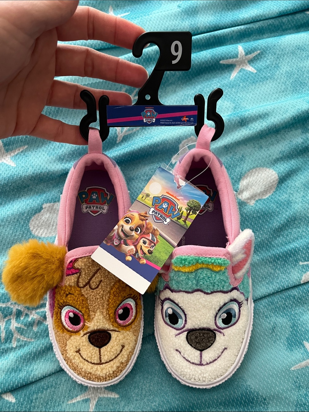 Paw Patrol Pink & White Girls Character Plush Slip-On Shoes